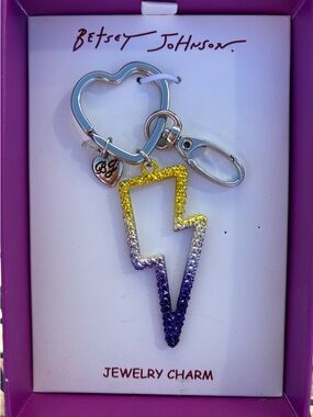 Betsey Johnson lightning bolt bag charm/key chain - NIB